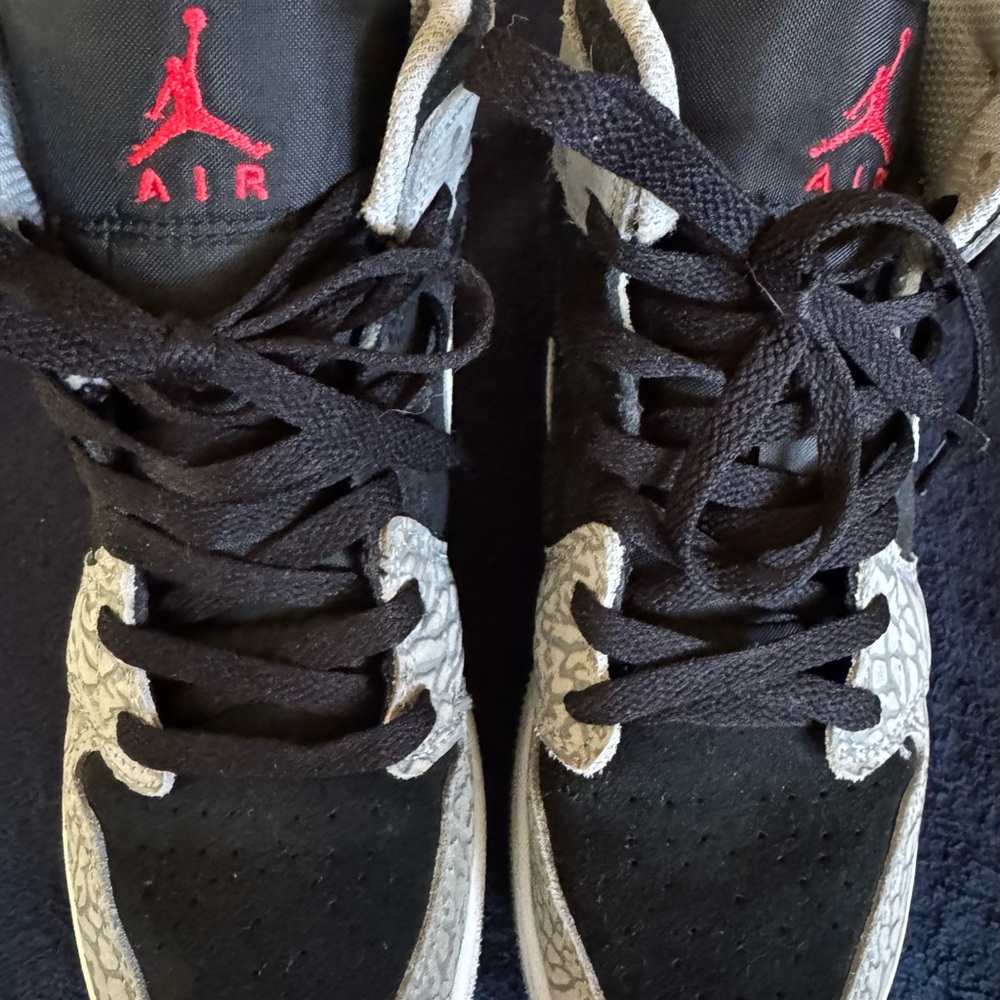 Jordan Kids Sneakers Black and Gray with Red Logo